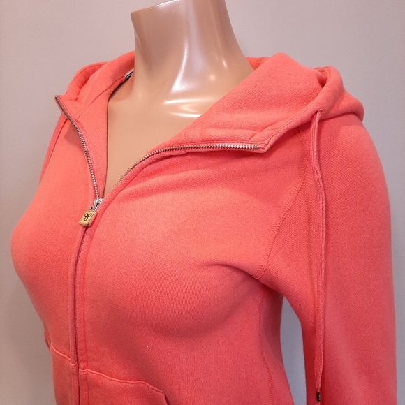TNA Aritzia Full Zip Hoodie Sweatshirt Sweater Orange Embroidered Logo Fleece - Picture 5 of 14